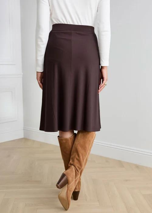 Cotton Traders Dark Chocolate Pull On Jersey Midi Skirt - 18 Image 3