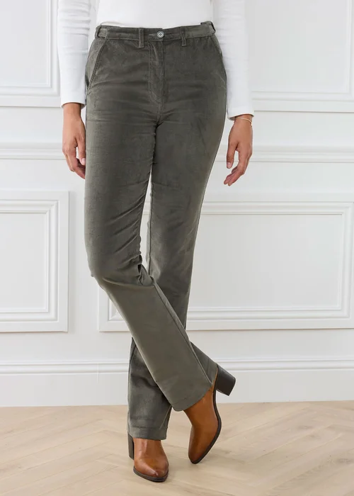 Cotton Traders Pine Adjustable Waist Cord Straight Leg Trousers - 22/L27 Image 2