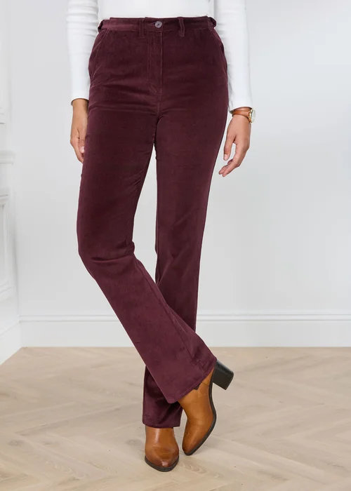 Cotton Traders Merlot Adjustable Waist Cord Straight Leg Trousers - 24/L29 Image 2