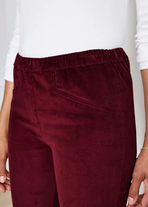 Cotton Traders Claret Straight Leg Pull On Cord Trousers - 14/L27 Image 4