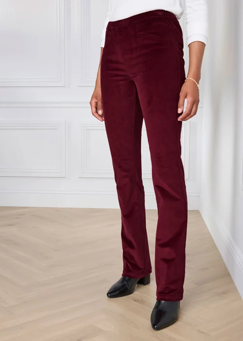 Cotton Traders Claret Straight Leg Pull On Cord Trousers - 14/L27 Image 2