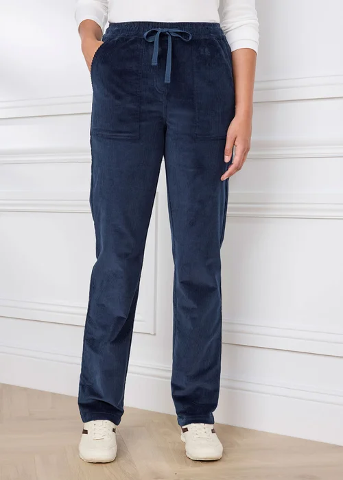 Cotton Traders Midnight Cord Pull On Trousers - 14/L29 Image 2