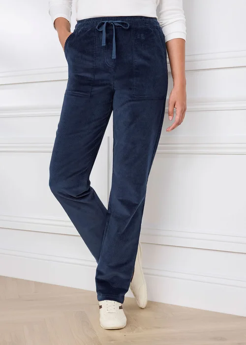 Cotton Traders Midnight Cord Pull On Trousers - 14/L29 Image 1
