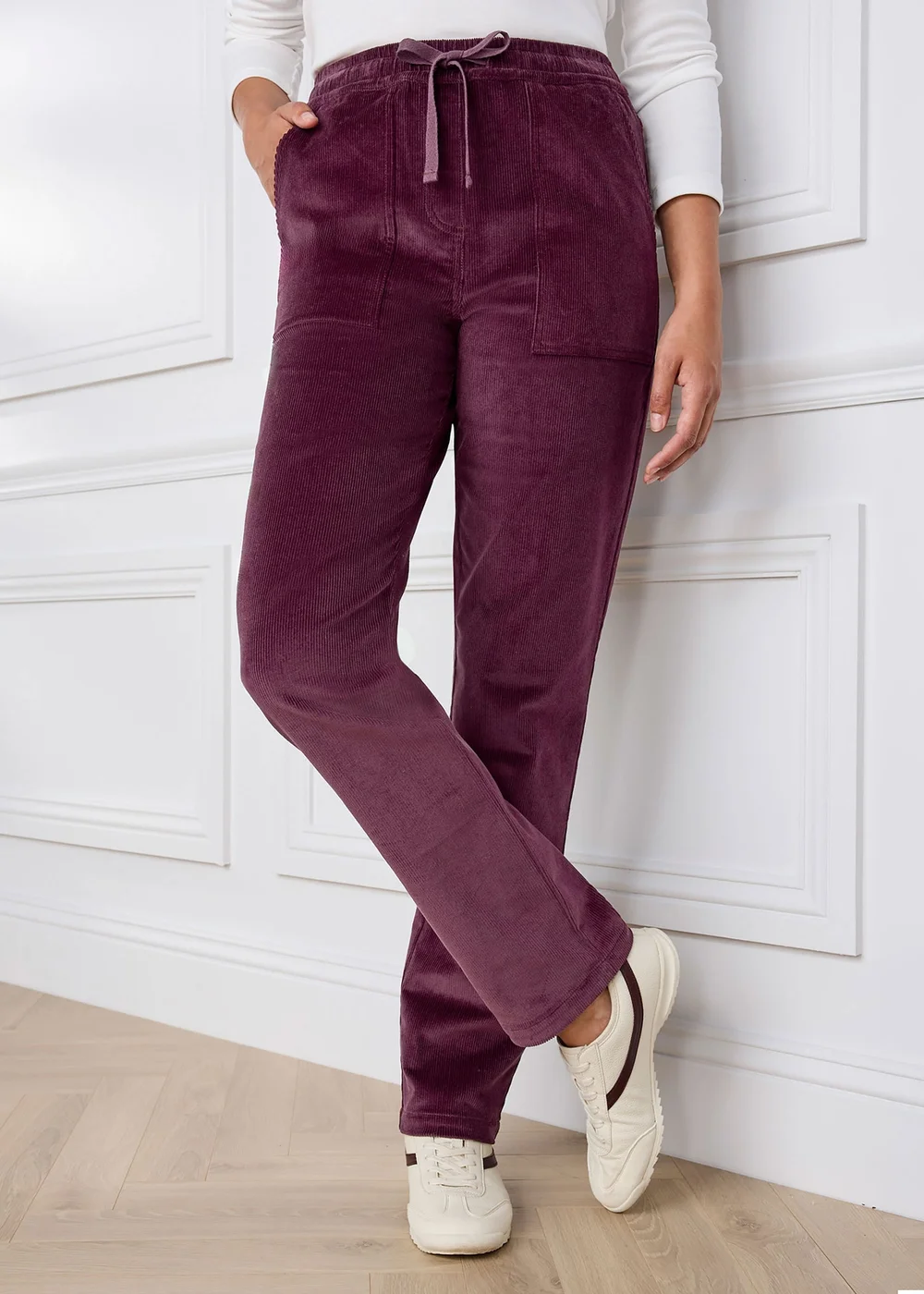 Cotton Traders Mulberry Cord Pull On Trousers - 22/L29 Image 1