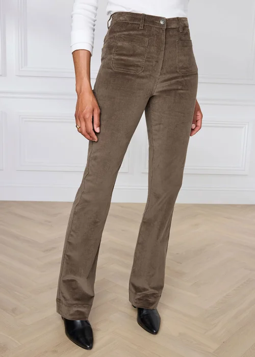 Cotton Traders Bark Slim Flare Stretch Cord Trousers - 18/L29 Image 2
