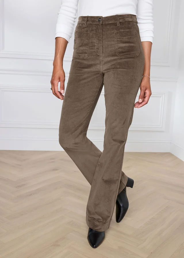 Cotton Traders Bark Slim Flare Stretch Cord Trousers