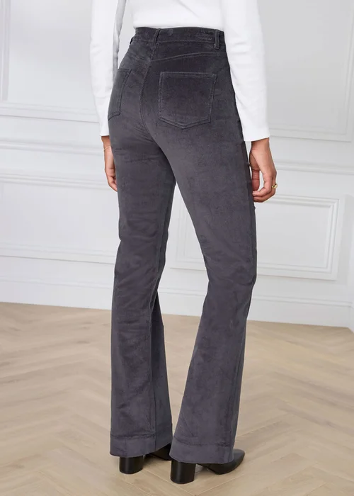 Cotton Traders Storm Grey Slim Flare Stretch Cord Trousers - 12/L27 Image 3