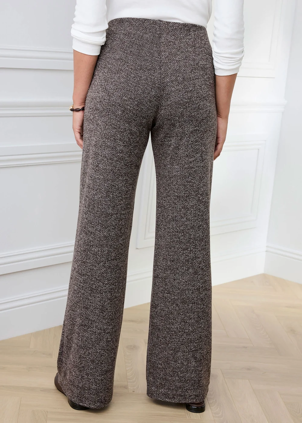 Cotton Traders Dark Chocolate Jersey Pull On Wide Leg Trousers - 18/l27 Image 3