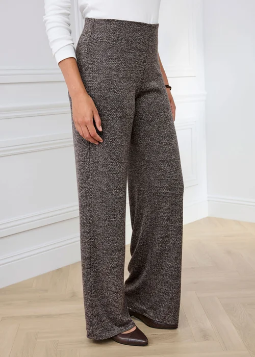 Cotton Traders Dark Chocolate Jersey Pull On Wide Leg Trousers - 18/l27 Image 2