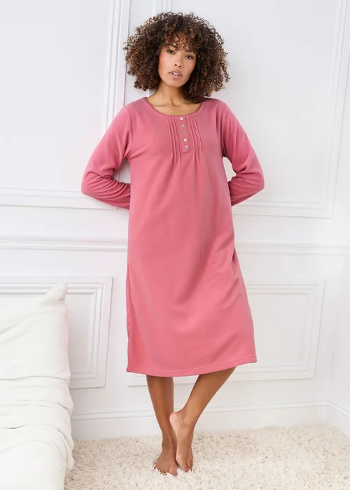 Cotton Traders Vintage Pink 2 Pack Fleece Nightdresses - 10-12 Image 3