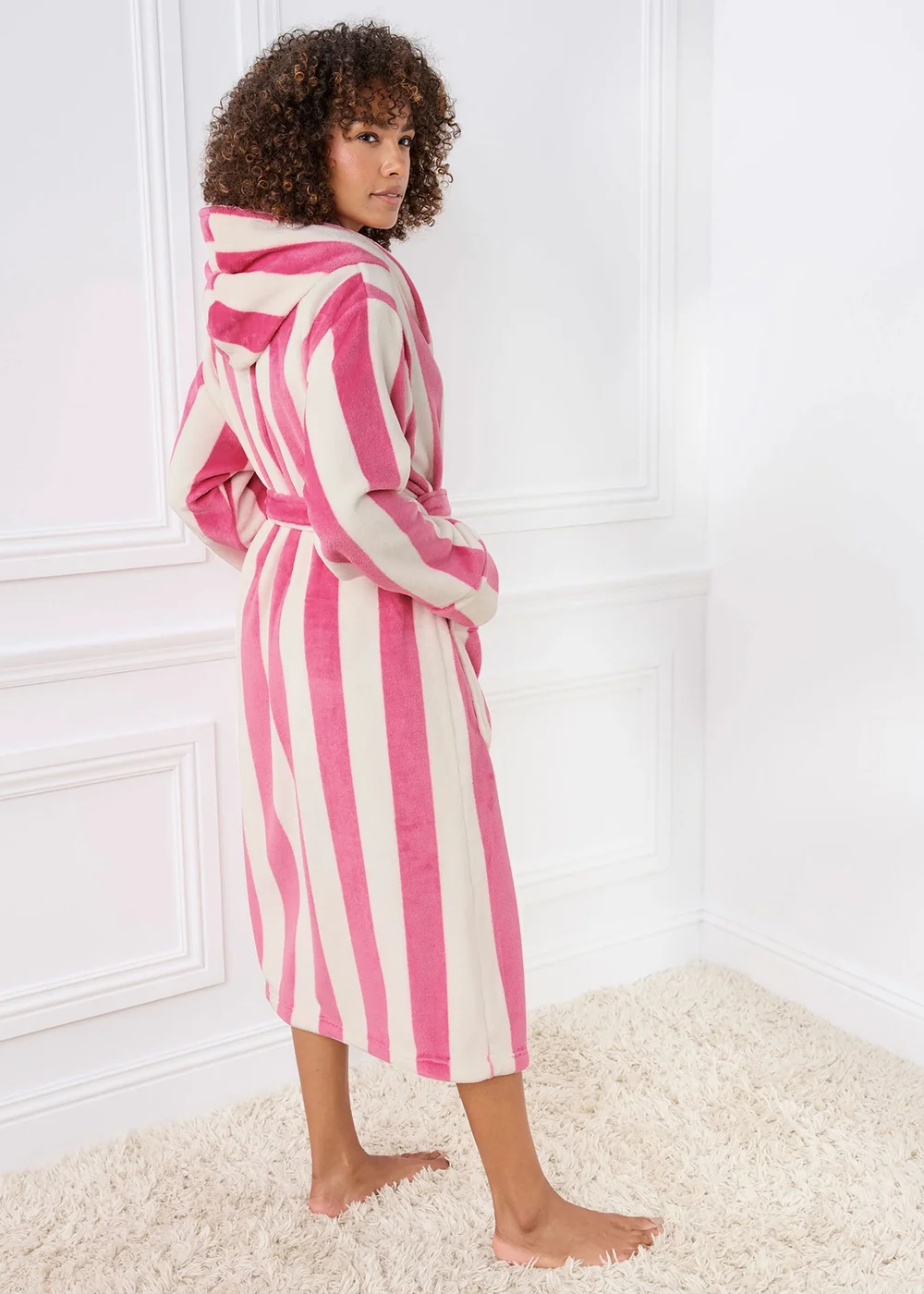 Cotton Traders Vintage Pink Cosy Fleece Dressing Gown - 22-24 Image 3