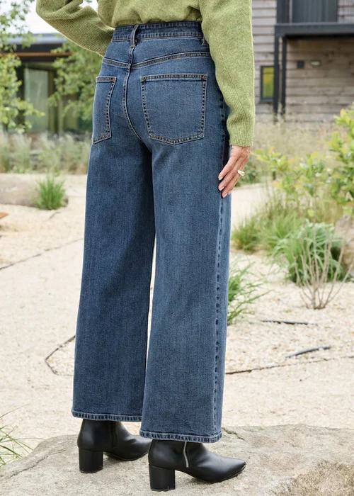 Cotton Traders Stonewash Ankle Grazer Wide Leg Jeans - 8/L27 Image 3