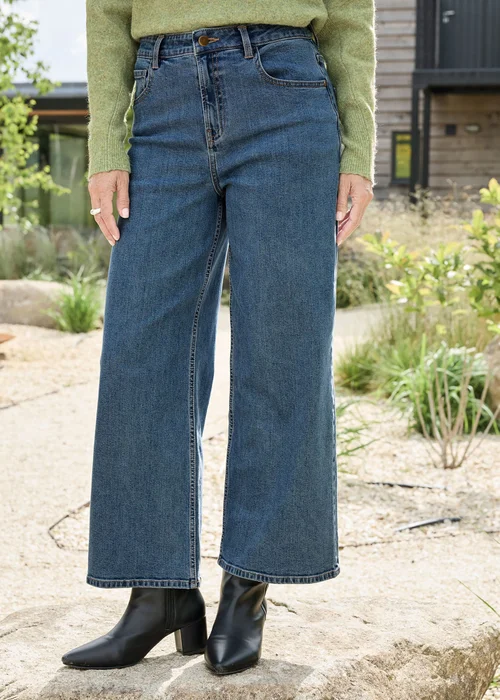 Cotton Traders Stonewash Ankle Grazer Wide Leg Jeans - 8/L27 Image 2