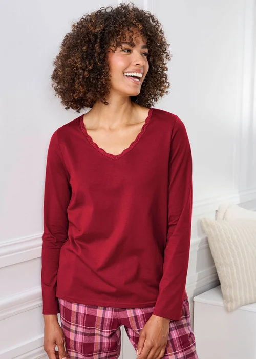 Cotton Traders Multi 2 Pack Cotton Lace Trim Tops - 16 Image 3