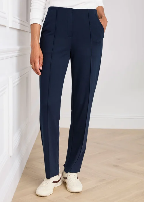 Cotton Traders Navy Pull On Jersey Trousers - 16/L27 Image 2