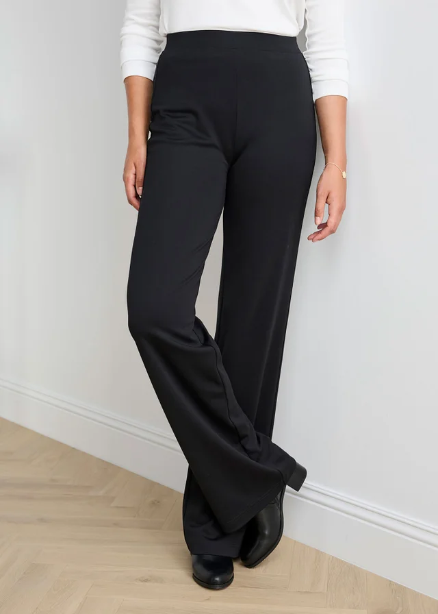 Cotton Traders Black Jersey Wide Leg Pull On Trousers
