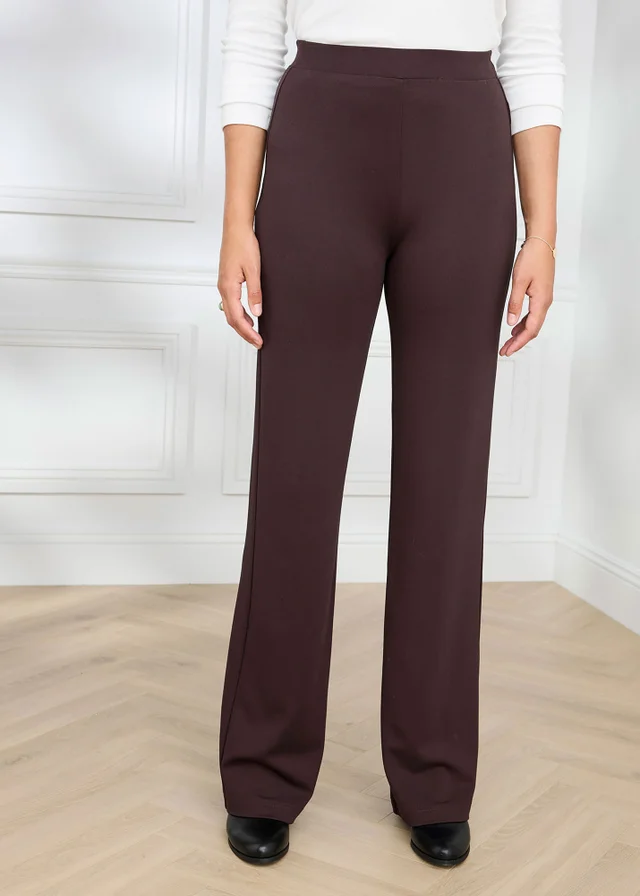 Cotton Traders Dark Chocolate Jersey Wide Leg Pull On Trousers