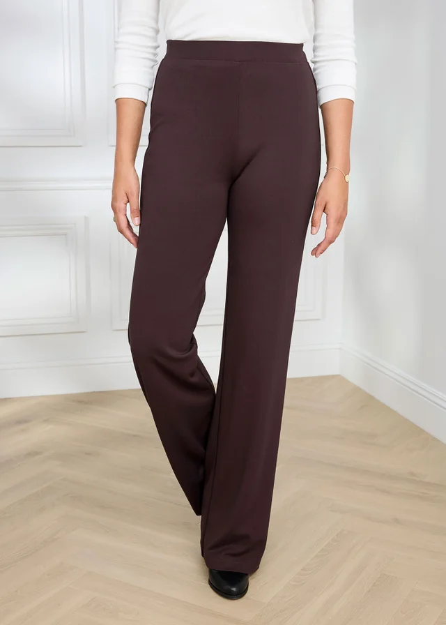 Cotton Traders Dark Chocolate Jersey Wide Leg Pull On Trousers