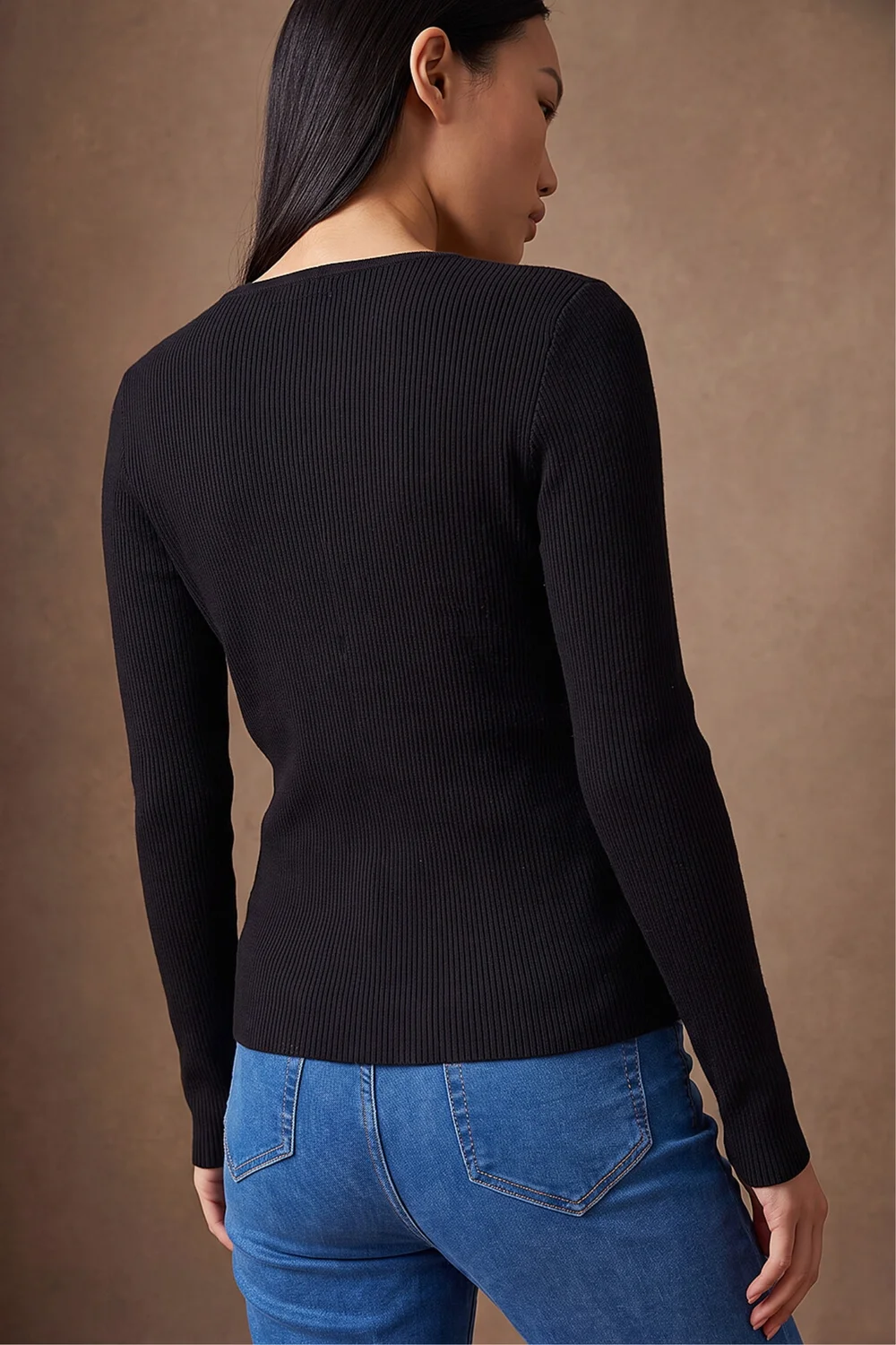 Dusk Black Button Detail Knit Top - 8 Image 4