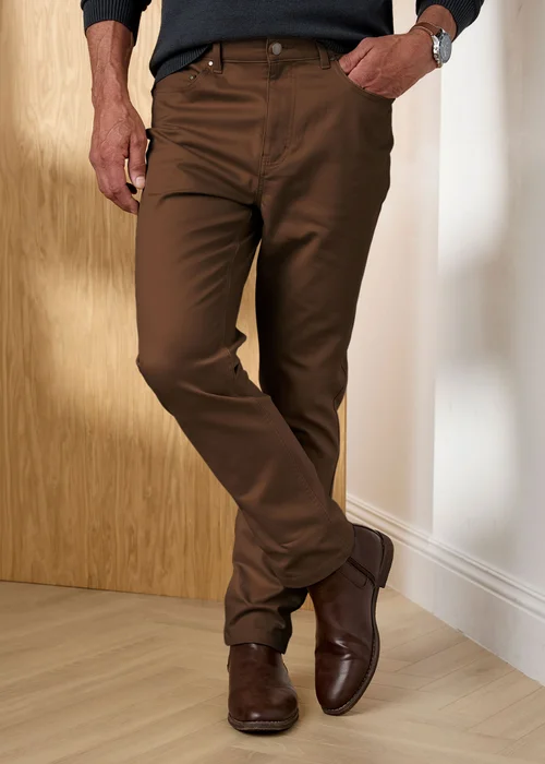 Cotton Traders Dark Brown Signature Twill Trouser - 36/L29 Image 1