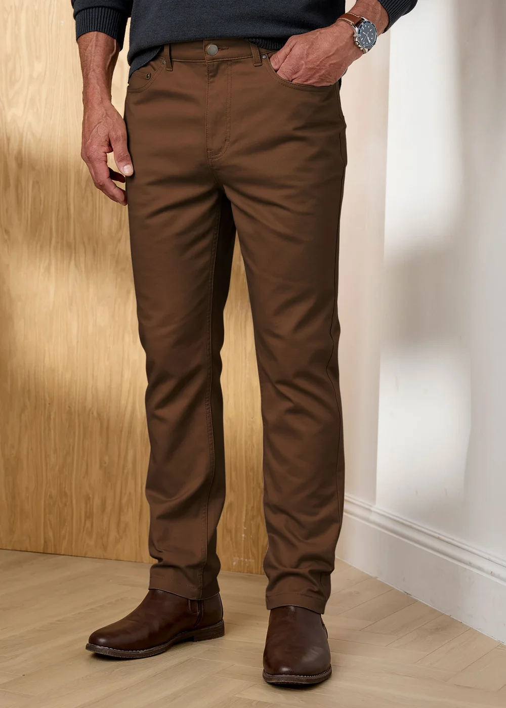 Cotton Traders Dark Brown Signature Twill Trouser - 36/L29 Image 2