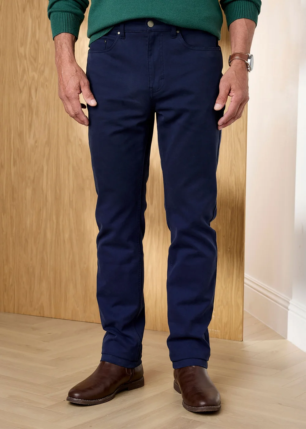 Cotton Traders Navy Signature Twill Trouser - 46/L27 Image 1