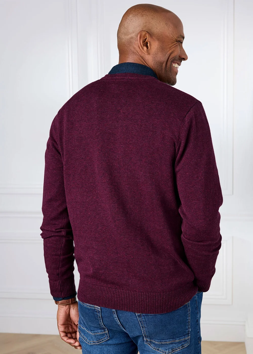 Cotton Traders Mulberry Cotton V-Neck Jumper - M Image 3