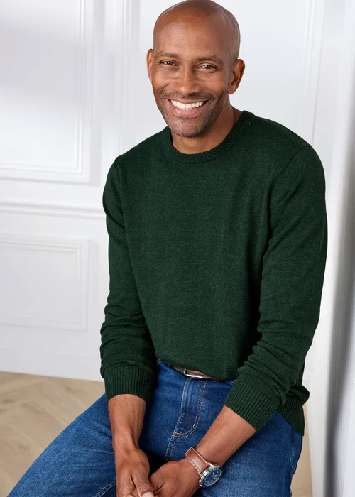 Cotton Traders Dark Green Cotton Crew Neck - M Image 1