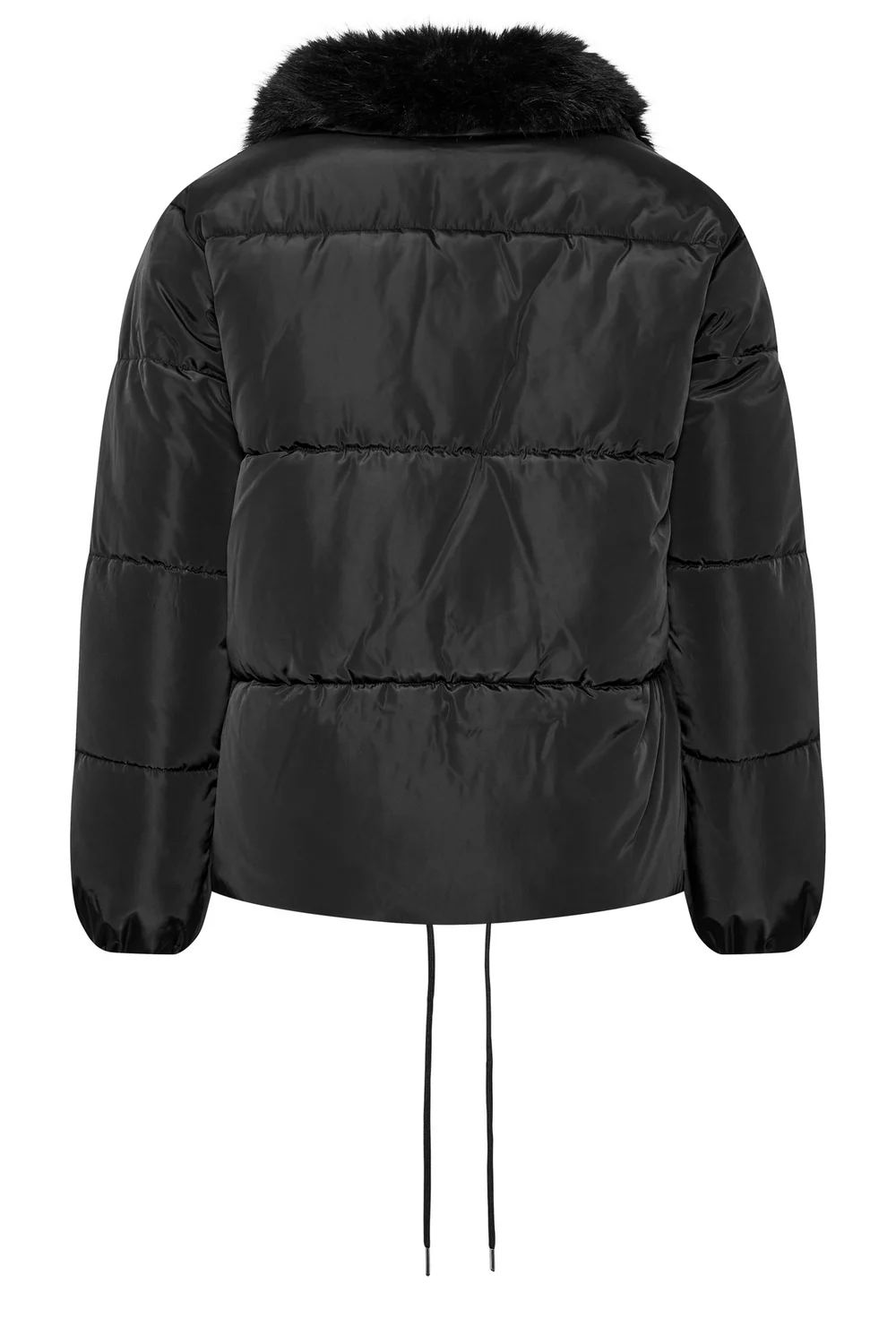 Yours Curve Black Funnel Neck Padded Coat - 30-32 Image 5