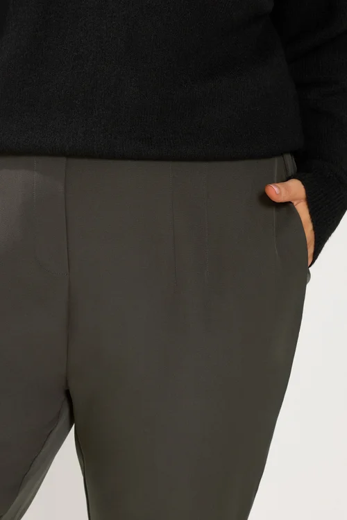 Yours Curve Chocolate Brown Darted Waist Trousers - 18/L28 Image 4