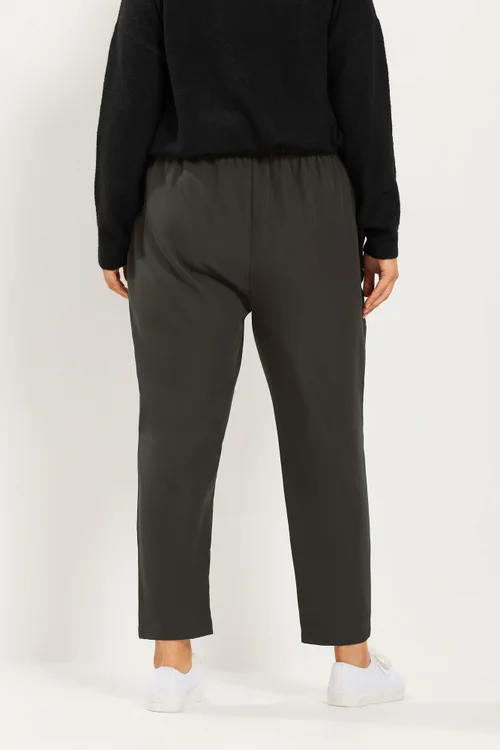 Yours Curve Chocolate Brown Darted Waist Trousers - 18/L28 Image 3