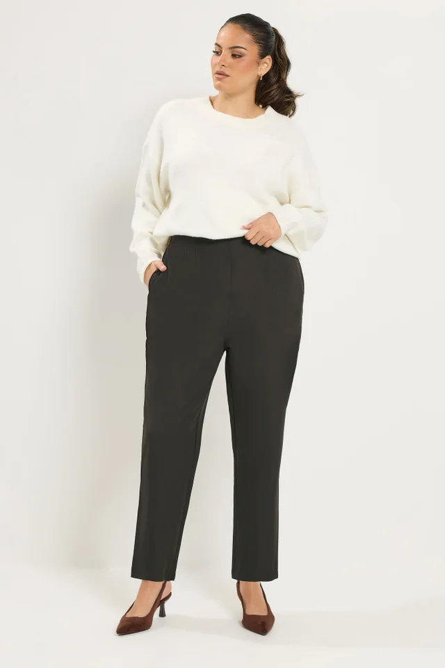Yours Curve Chocolate Brown Darted Waist Trousers