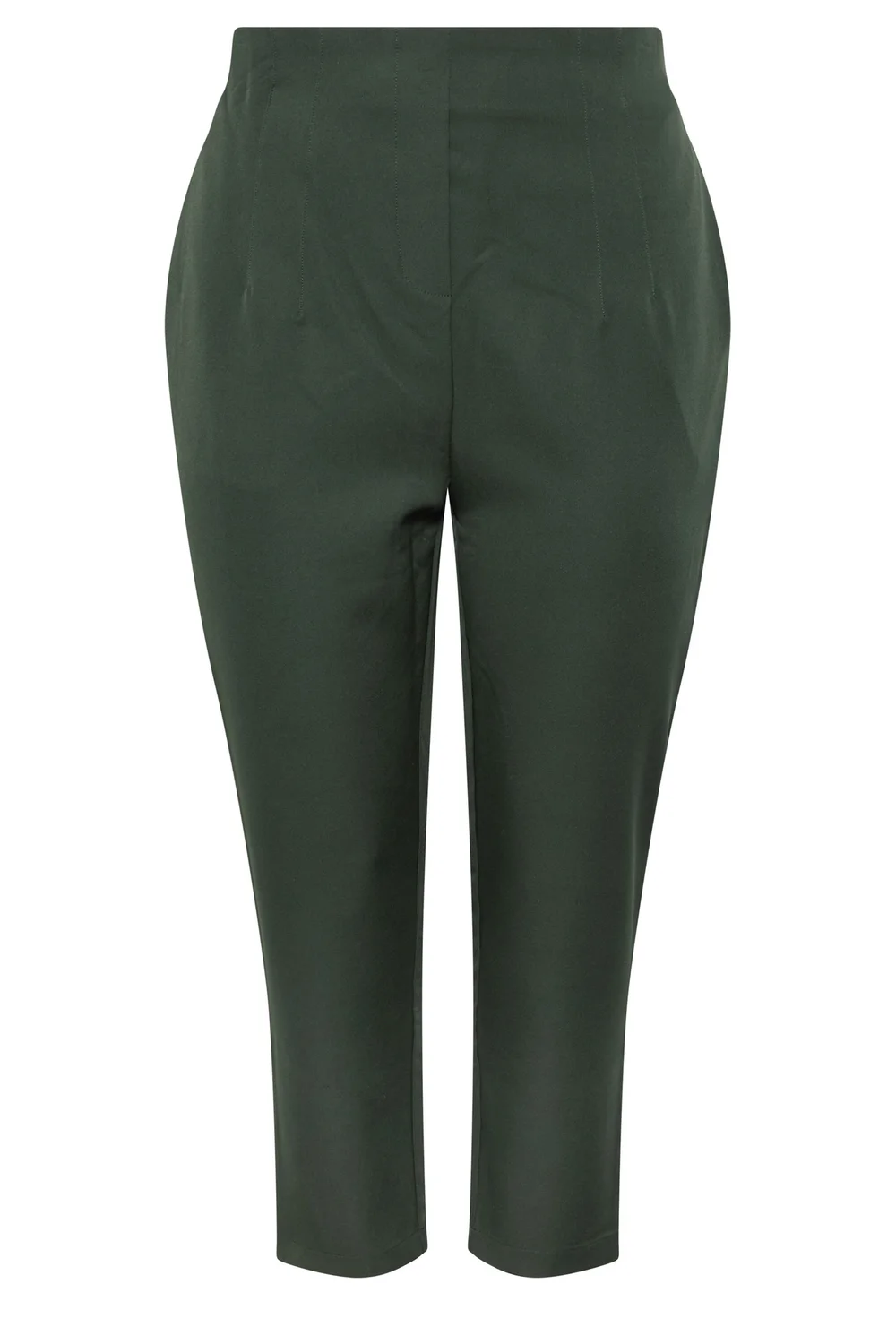 Yours Curve Dark Green Darted Waist Trousers - 20/L26 Image 5