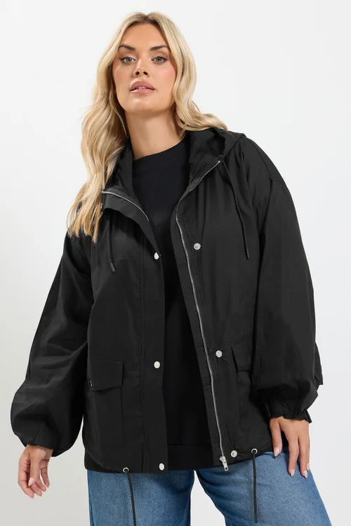 Yours Curve Black Utility Cotton Jacket - 14 Image 2