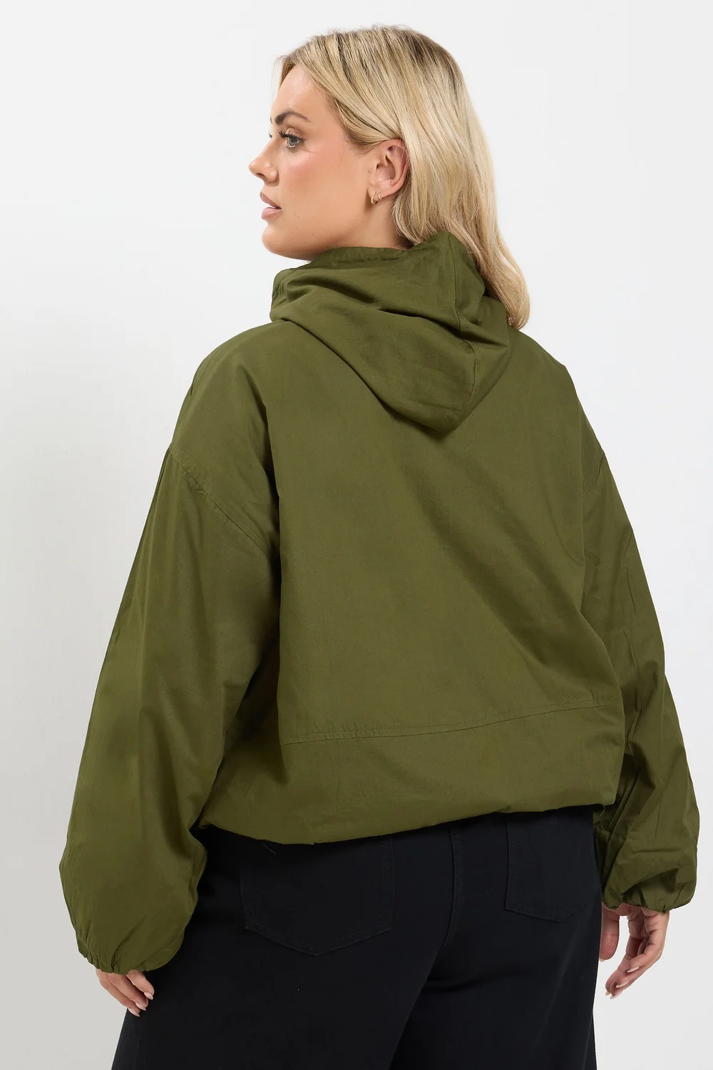 Yours Curve Khaki Green Utility Cotton Jacket - 30-32 Image 4