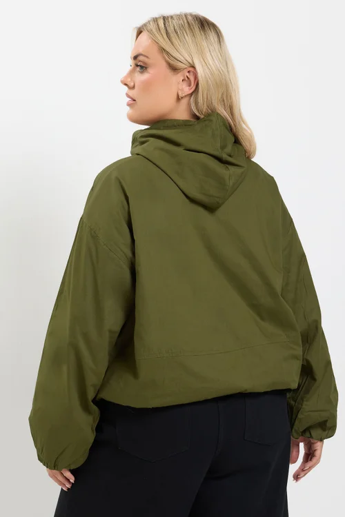 Yours Curve Khaki Green Utility Cotton Jacket - 30-32 Image 4