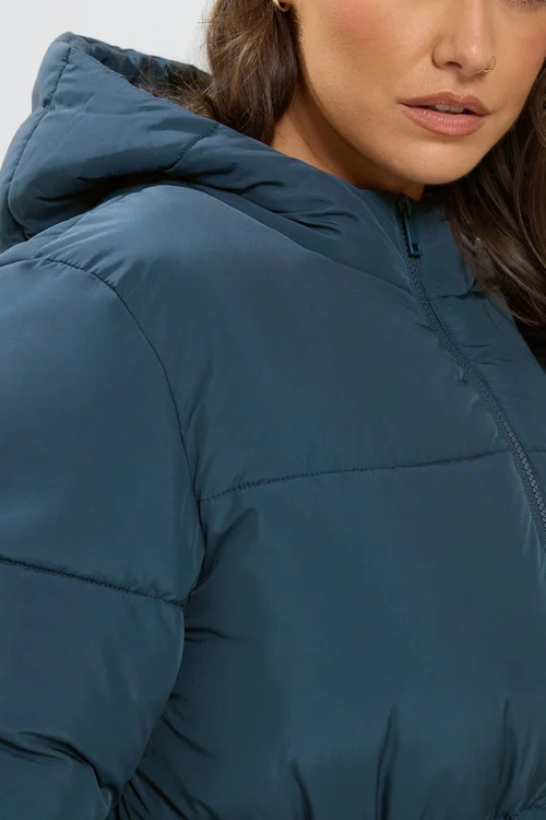 Yours Curve Blue Short Padded Jacket - 26-28 Image 5
