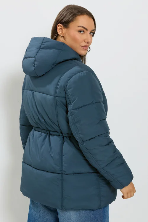 Yours Curve Blue Short Padded Jacket - 26-28 Image 3