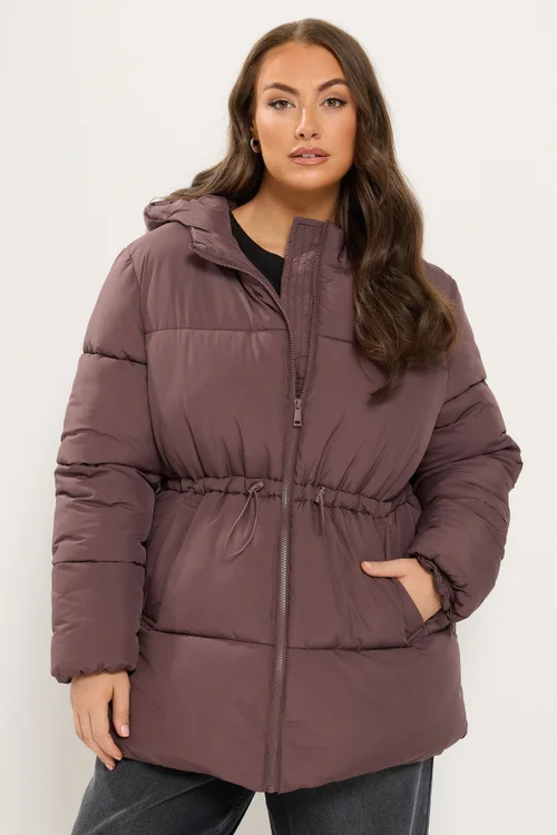 Yours Curve Pink Short Padded Jacket - 14 Image 1