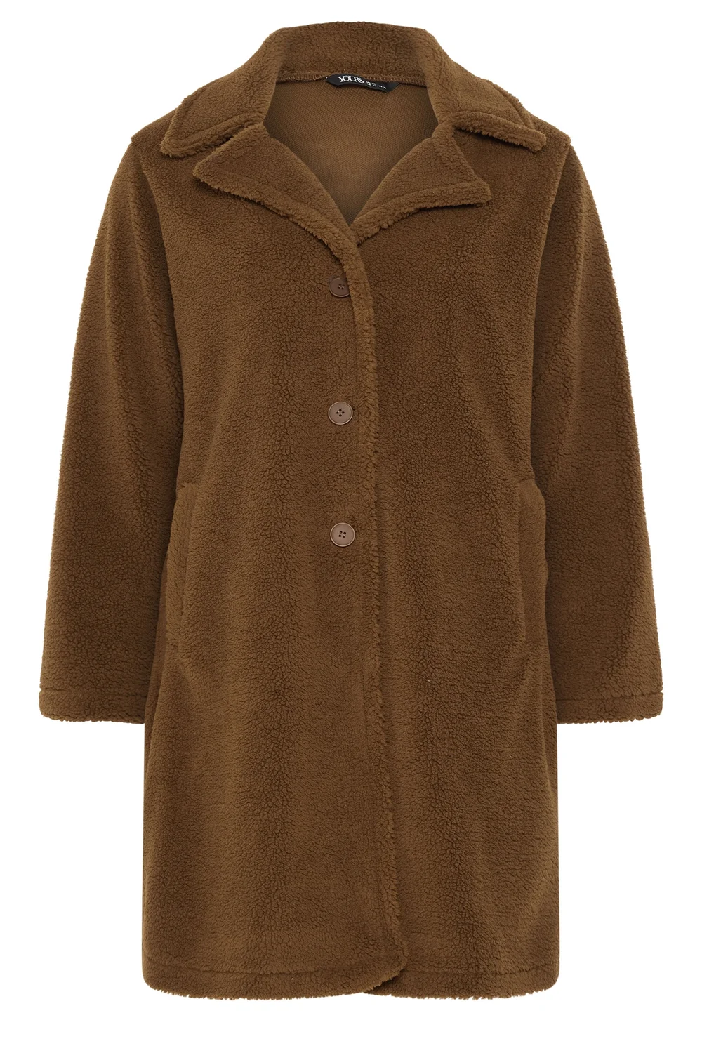 Yours Curve Chocolate Brown Teddy Borg Coat - 14 Image 5