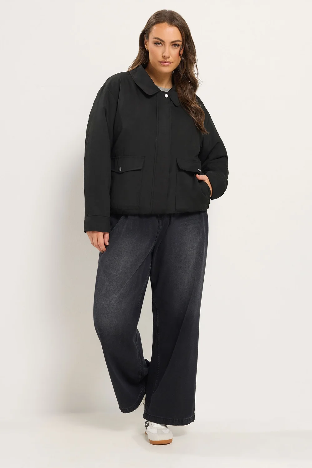 Yours Curve Black Faux Fur Trim Bomber Jacket - 14 Image 3