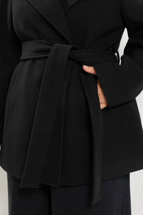 Yours Curve Black Wrap Coat - 14 Image 4