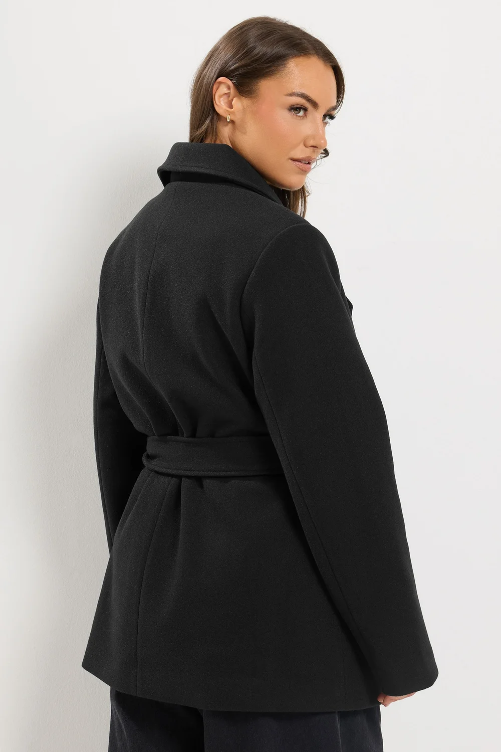 Yours Curve Black Wrap Coat - 14 Image 3