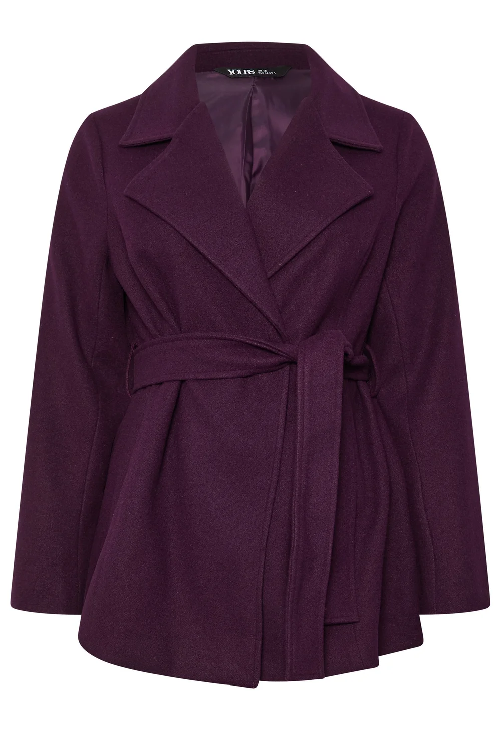 Yours Curve Purple Wrap Coat - 34-36 Image 5