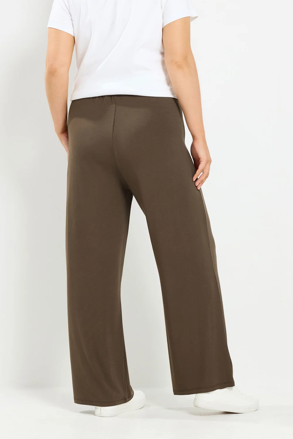 Yours Curve Chocolate Brown Jersey Yoga Pants - 18-20/L30 Image 3