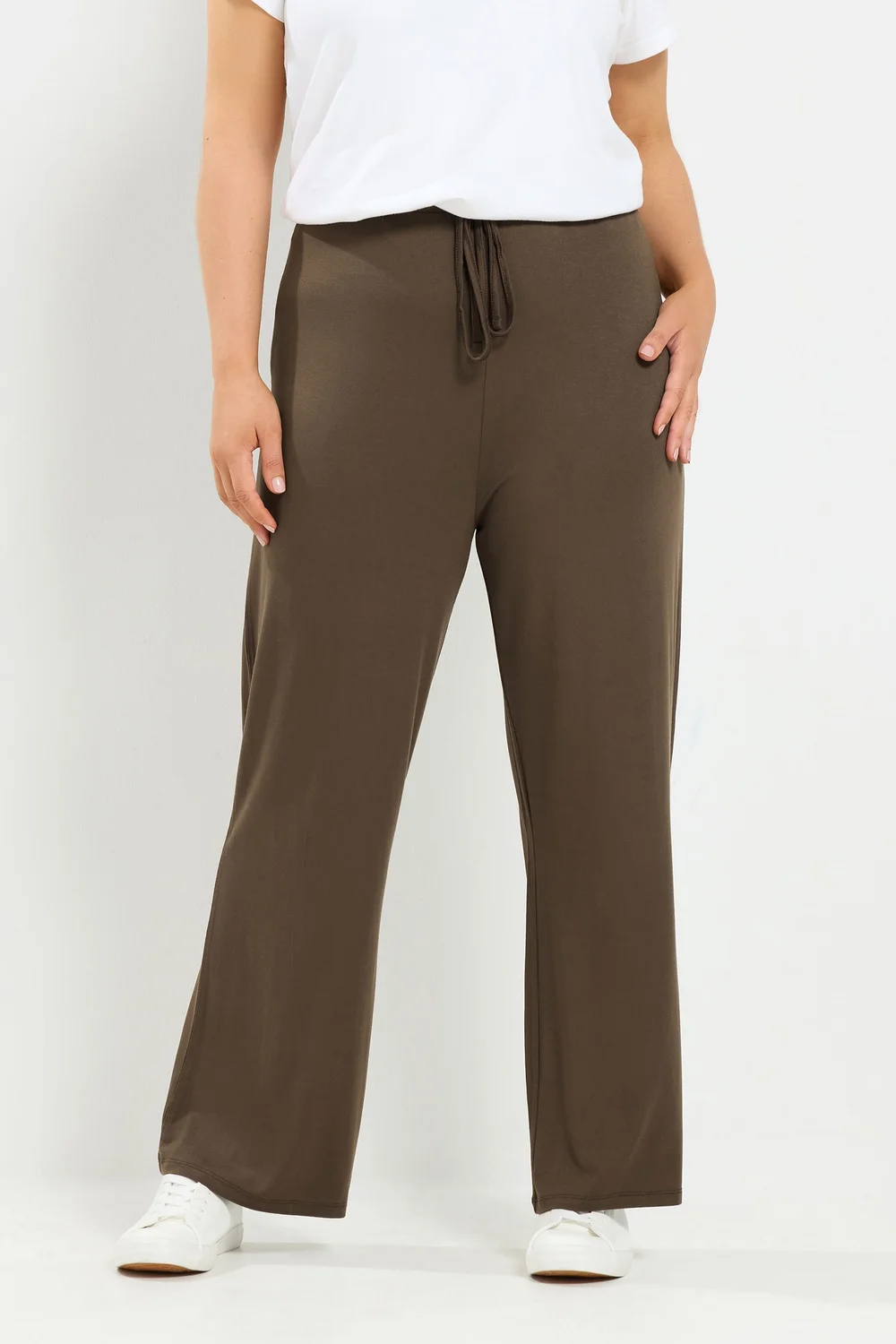 Yours Curve Chocolate Brown Jersey Yoga Pants - 18-20/L30 Image 1