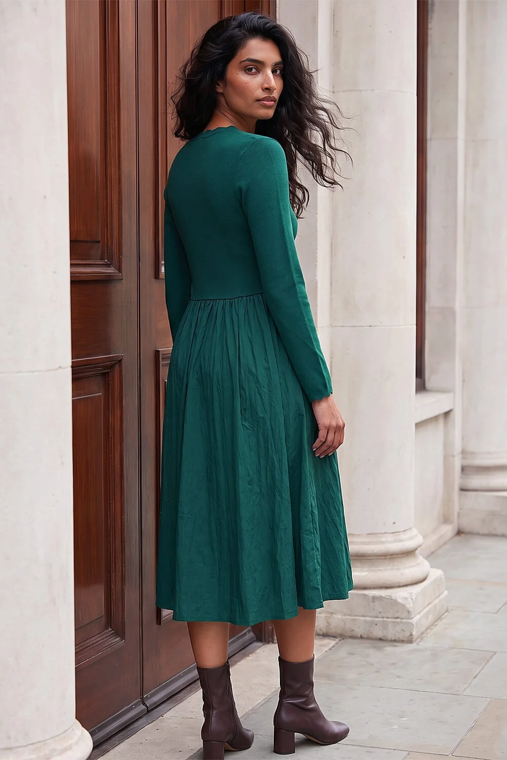 Roman Forest Scallope Neck Dress - 12 Image 3