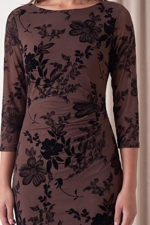 Roman Chocolate Flock Floral Dress - 18 Image 4