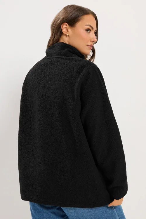 Yours Curve Black Quarter Zip Fleece - 22-24 Image 3
