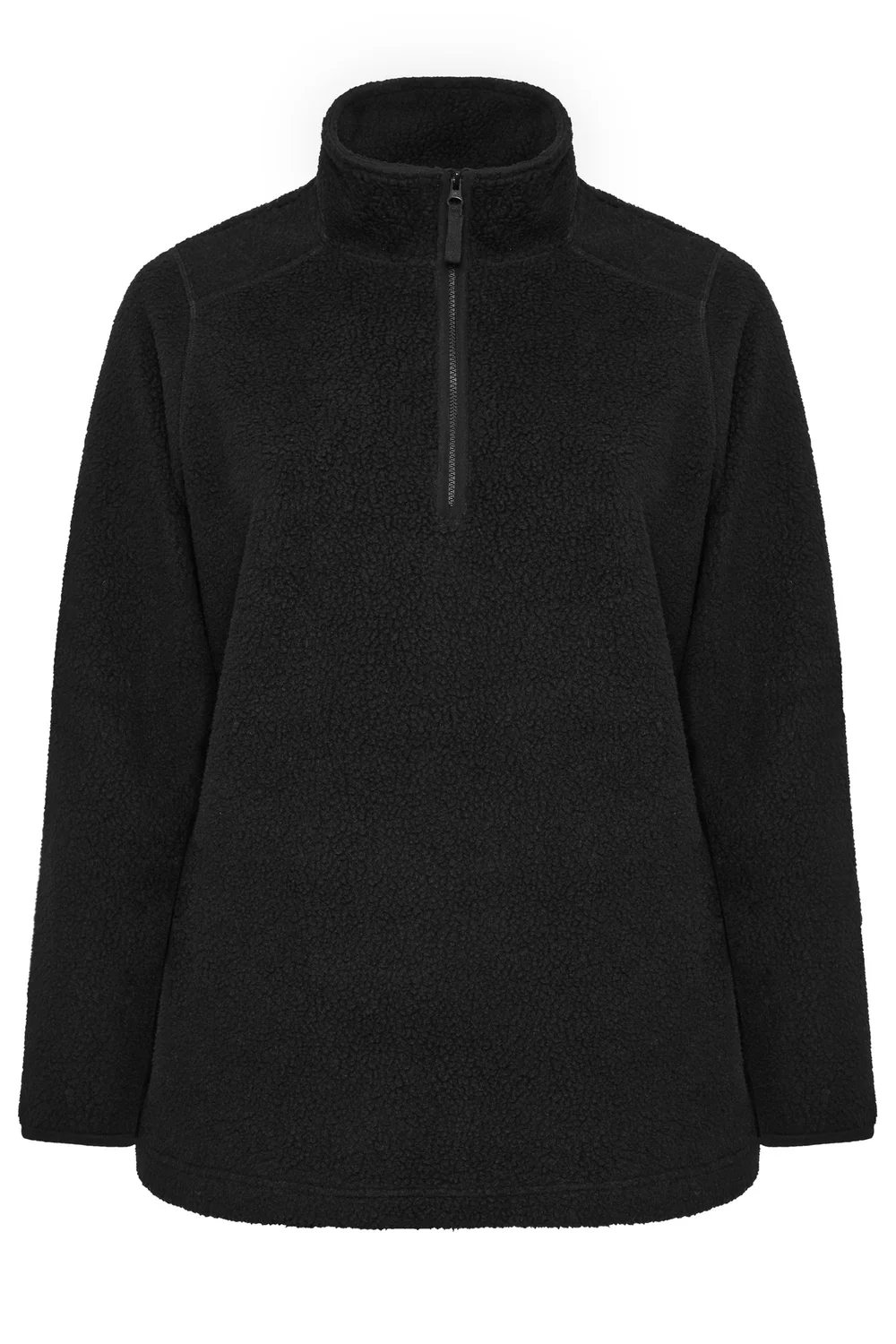 Yours Curve Black Quarter Zip Fleece - 22-24 Image 5